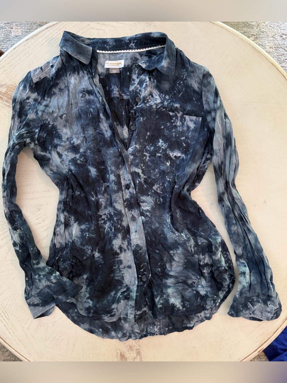 Anthropologie Pilcro Lightweight Semi-Sheer 100% Cotton Boho Tie-Dye Top Sz S